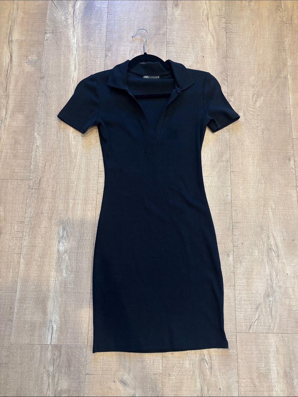 Zara ribbed collar polo shirt dress